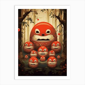 Daruma Dolls Japanese Illustration 9 Art Print