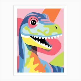 Colourful Dinosaur Utahraptor 2 Art Print