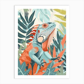 Turquoise Jamaican Iguana Abstract Modern Illustration 6 Art Print