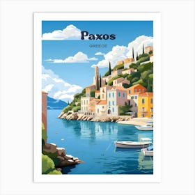 Paxos Greece Island Travel Art Illustration Art Print