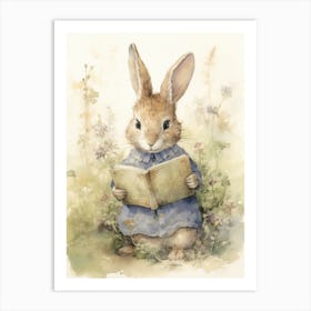 Bunny Reading Rabbit Prints Watercolour 6 Art Print