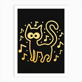 Cat With Music Notes 15 Art Print