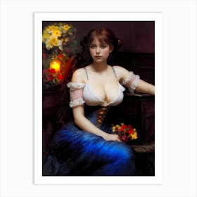 The Countess - Woman In A Blue Dress - victorian gothic classical portrait fantasy art Art Print