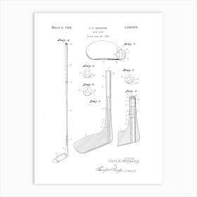 Original Patent Golf Club Art Print