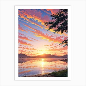 Sunset Over The Lake 3 Art Print