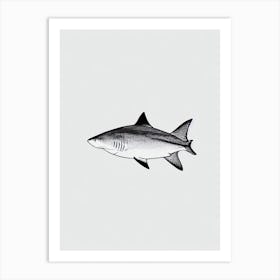 Bull Shark Black & White Drawing Art Print