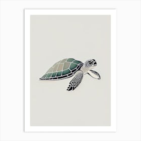 Hatching Sea Turtle, Sea Turtle Retro Minimal 1 Art Print