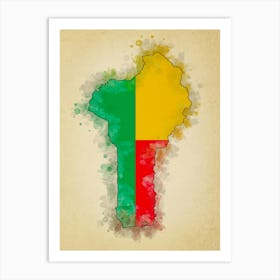 Benin Flag Vintage Art Print