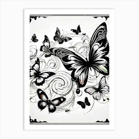 Butterflies And Swirls 2 Art Print