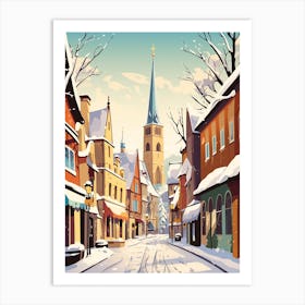 Vintage Winter Travel Illustration Tallinn Estonia 2 Art Print