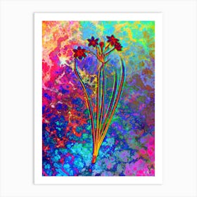 Rush Daffodil Botanical in Acid Neon Pink Green and Blue n.0091 Art Print