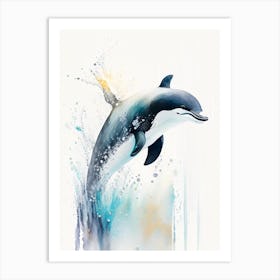 Commerson S Dolphin Storybook Watercolour  (4) Art Print