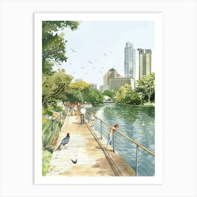 Storybook Illustration Lady Bird Lake And The Board 1 Art Print