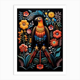 Folk Bird Illustration Falcon 4 Art Print