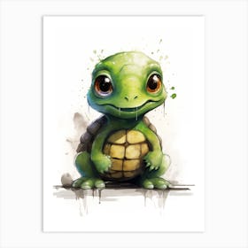 Cute Turtle watercolor illustration Art Print