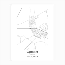 Opmeer,Netherlands Minimalist Map Art Print