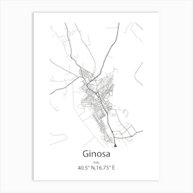 Ginosa,Italy Minimalist Map Art Print