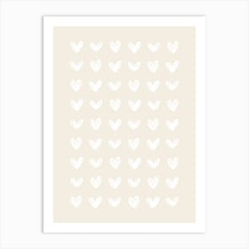 Scribble Hearts - Light Beige Art Print