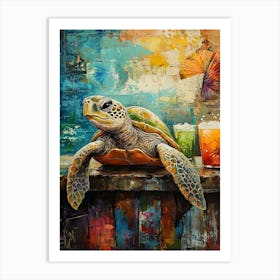 Sea Turtle At The Beach Bar 7 Art Print