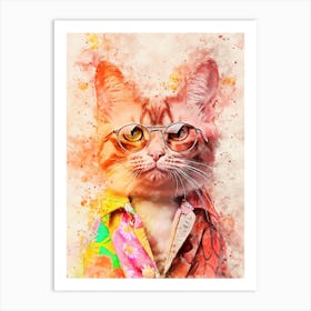 Cat With Glasses Art Print