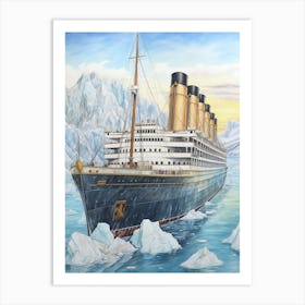 Titanic Ship In Icebergs3 Art Print