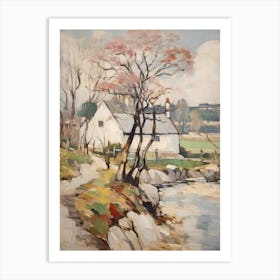 Small Cottage And Trees Lanscape Painting 3 Art Print