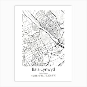 Bala Cynwyd,United States Minimalist Map 1 Art Print