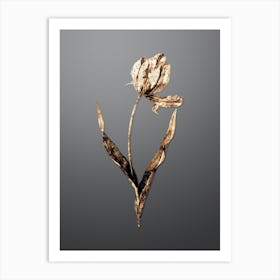 Gold Botanical Didier's Tulip on Soft Gray n.4066 Art Print