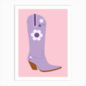 Cowboy Boot | 06 - Pink And Purple Art Print