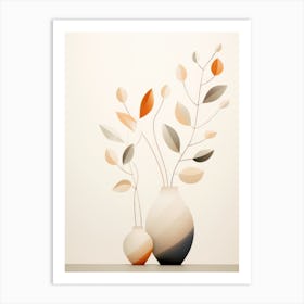 Two Vases With Leaves 1 Art Print