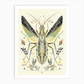 Colourful Insect Illustration Katydid 12 Art Print