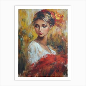 Girl With Flowers 1 Art Print