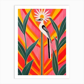 Pink And Red Plant Illustration Bird Of Paradise 3 Art Print