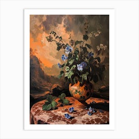 Baroque Floral Still Life Periwinkle 3 Art Print