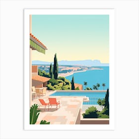 French Riviera, France, Graphic Illustration 3 Art Print