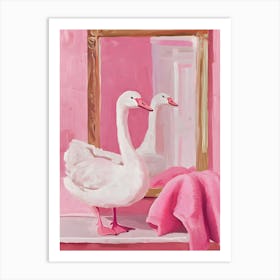 Swans In The Mirror Art Print