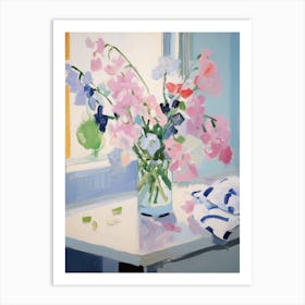 A Vase With Sweet Pea, Flower Bouquet 3 Art Print