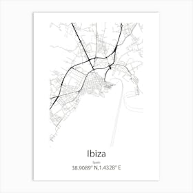 Ibiza,Spain Minimalist Map Art Print