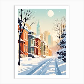 Vintage Winter Travel Illustration Montreal Canada 2 Art Print