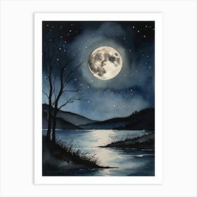 Full Moon Over Water Art Print