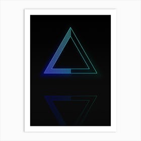 Neon Blue and Green Abstract Geometric Glyph on Black n.0107 Art Print