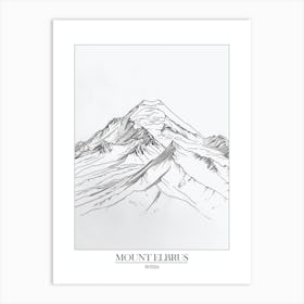 Mount Elbrus Russia Line Drawing 1 Poster Art Print