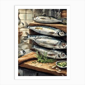 Sardines In The Kitchen Art Print