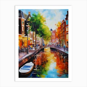 The city of Amsterdam, Netherlands, streets, cafes, passing by, the beauty of summer, oil colors.6 Art Print