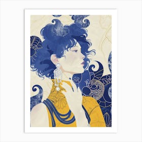 Girl With Blue Hair 5 Art Print