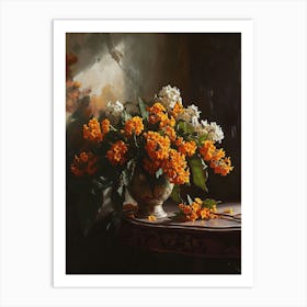 Baroque Floral Still Life Lantana 4 Art Print