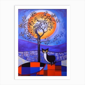Lilac With A Cat 2 Surreal Joan Miro Style  Art Print