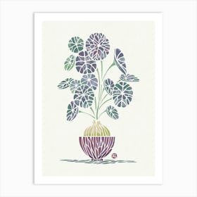 Watercolor Stephania Erecta leaves [white-blue] Art Print