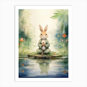 Bunny Meditating Rabbit Prints Watercolour 3 Art Print