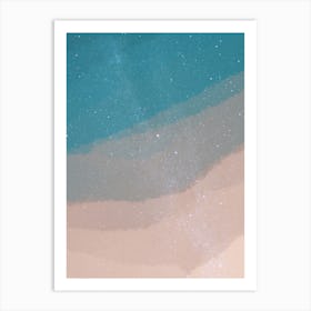 Minimal art abstract watercolor painting blue sky edge Art Print